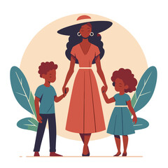 mother with two child