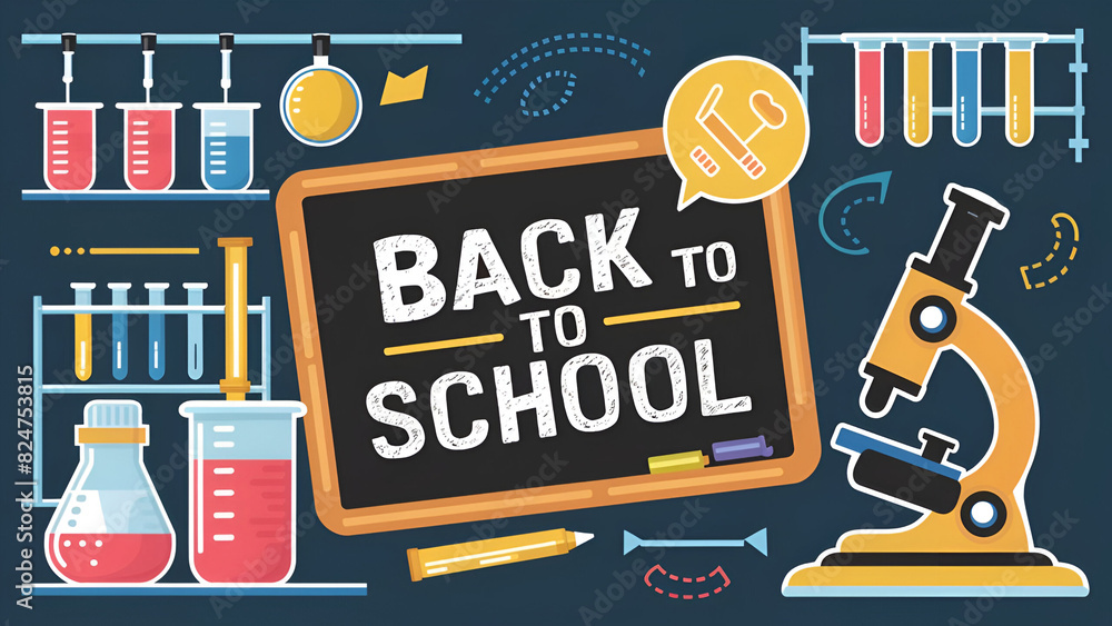 Fototapete back to school vector background design. back to school text with science laboratory elements and kn