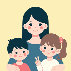 mother with two child