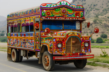 Fototapeta premium pakistani truck bus traditional decoration