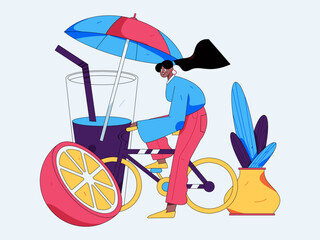 Fototapeta premium 24 Solar Terms, Great Heat Characters Flat Vector Concept Operation Hand Drawn Illustration 