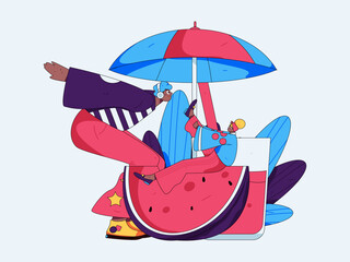 24 Solar Terms, Great Heat Characters Flat Vector Concept Operation Hand Drawn Illustration
