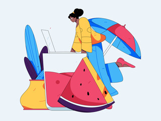 24 Solar Terms, Great Heat Characters Flat Vector Concept Operation Hand Drawn Illustration
