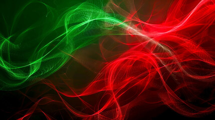 Obraz premium A green and red swirl of light with a red and green background