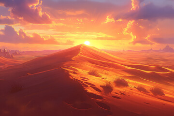 Sunset view over the desert