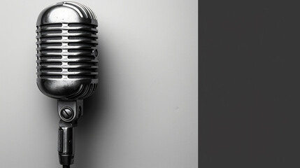 Old metallic microphone isolated over white