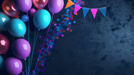 Festive rainbow balloons banner - Celebration design
