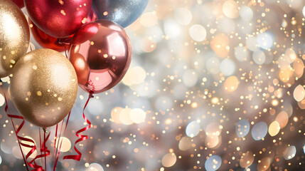 Festive balloons and glitter banner - Celebration design