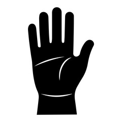 Obraz premium Vector illustration of a hand in black and white, showing palm lines and simple design.
