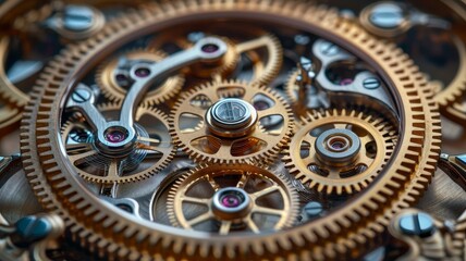 Detailed Close-Up of Watch Mechanism