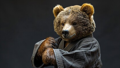 Obraz premium Bear in a martial arts uniform, ready to fight
