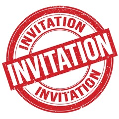 INVITATION text written on red round stamp sign