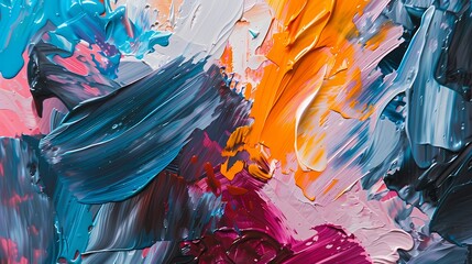Bold strokes of color dance across a textured canvas, creating an explosion of abstract...