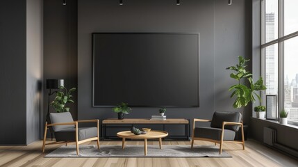 Mockup of a transparent TV screen for a meeting room