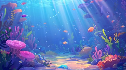 An underwater cartoon nature background outdoors.