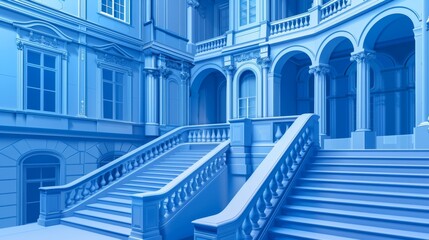 Buildings decorated with blue architecture are found in castles and palaces.