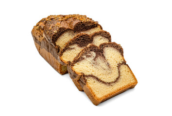 Slices of Romanian sponge cake with cocoa and nuts