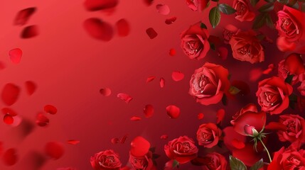 The design space has a red rose background with valentine's flower on it