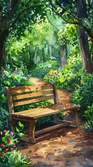 Obraz premium The benches in the park forest