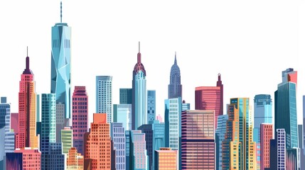 New York cityscape with transparent background, city buildings png border