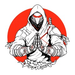 illustration art character of modern shinobi isolate on white background