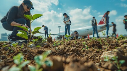 Planting Hope for the Future: Volunteers Offset Carbon Emissions by Planting Trees near Airport Runway