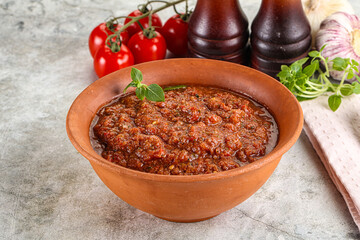 Spanish traditional gazpacho tomato soup