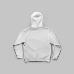 White hoodie oversize template, hooded sweatshirt, back view, pullover isolated on background for...