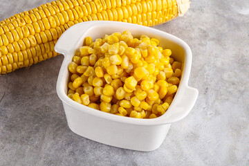 Marinated corn in the bowl