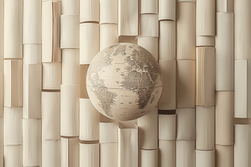 Create an image for International Day of Education with a world globe resting on book pages...