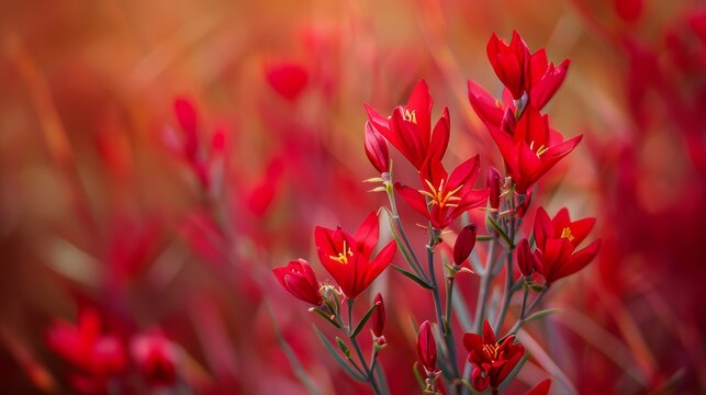 Design space with red flower background, anigozanthos rampaging on roy slaven