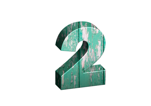3d Wood Numbers, Alphabet Number Two made of wood material, high-resolution image of 3d font, ready to use for graphic design purposes