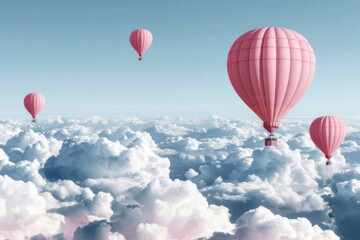 Fototapeta premium A serene illustration of cartoonstyle 3D balloons floating among fluffy clouds