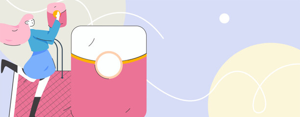 Holiday shopping people doing e-commerce online shopping flat vector concept operation hand drawn illustration
