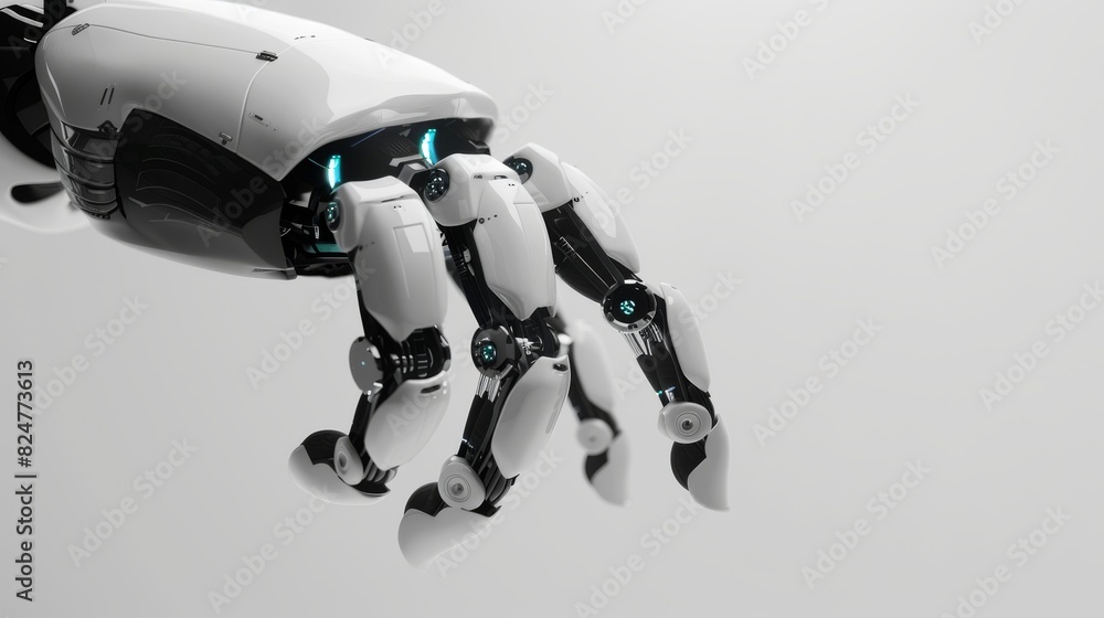 Poster the hand of a robot is presented in 3d on a technology background