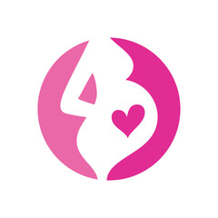 Simple Pregnancy Woman Icon Logo Design