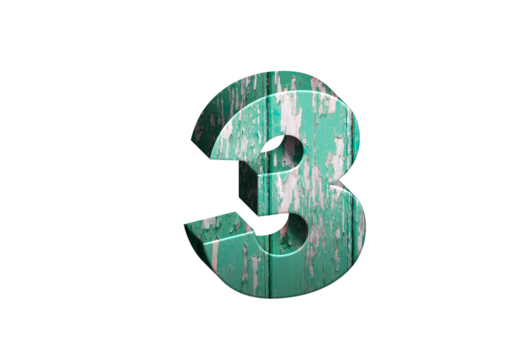 3d Wood Numbers, Alphabet Number Three made of wood material, high-resolution image of 3d font, ready to use for graphic design purposes