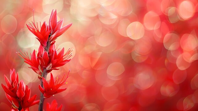 Background with red flowers, anigozanthos rampaging roy slaven, design space