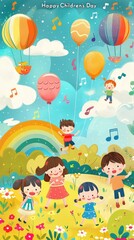 Obraz premium Children's Day balloon illustration