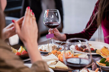 a meal with wine, red wine
