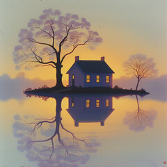 old house on the lake AI generated 