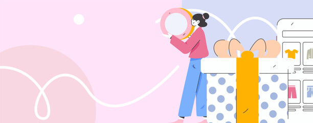 Holiday shopping people doing e-commerce online shopping flat vector concept operation hand drawn illustration
