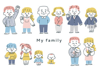 いろんな世代の人物アイコンのセット