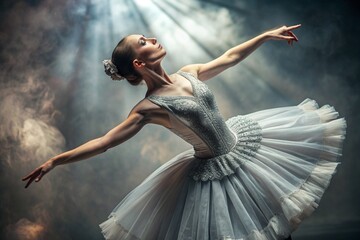 Portrait of a beautiful young ballerina . The radiance of Russian ballet, a ballerina in a tutu...