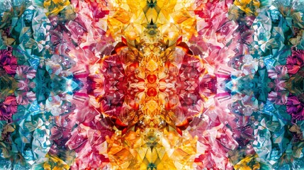 Colorful kaleidoscope with patterned background