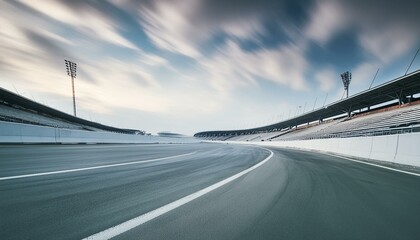 asphalt race track with infrastructure in motion