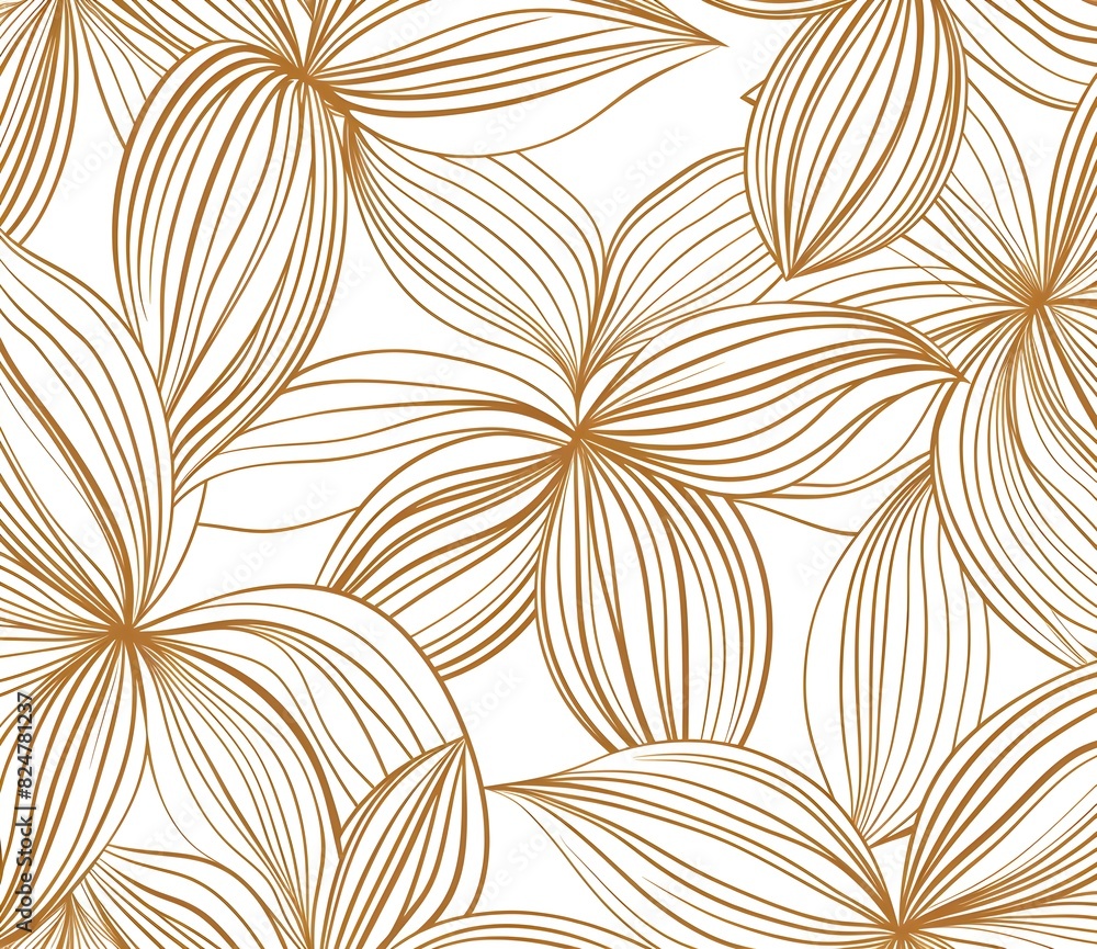 Poster seamless pattern with simple line art shapes in brown on white background, simple vector illustratio