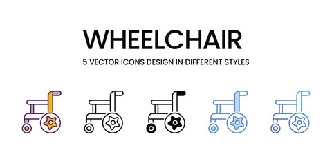 Wheelchair  Icons different style vector stock illustration