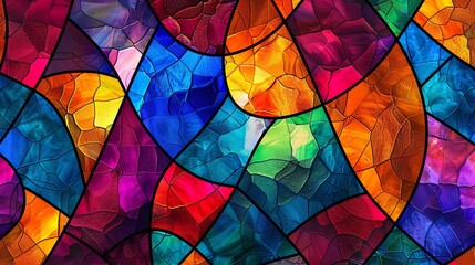 Seamless Pattern Background of Colorful Stained Glass Windows with Vibrant Color Palette