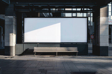 Billboard sign mockup in the urban environment, blank space to display your advertising or branding campaign.